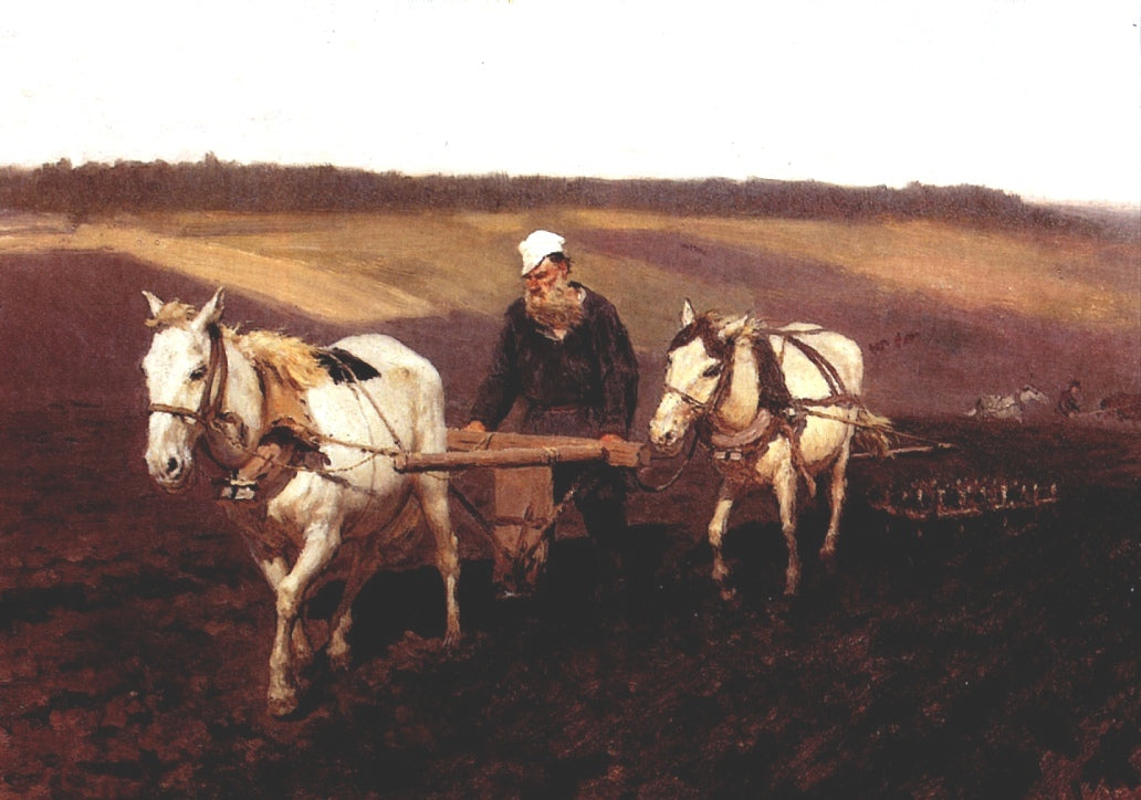 Portrait of Leo Tolstoy as a Ploughman on a Field - Ilya Repin