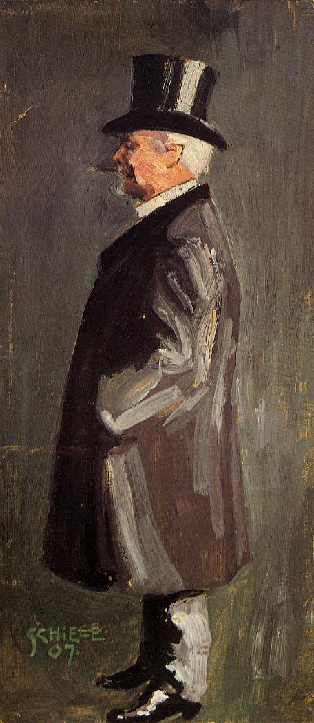 Portrait of Leopold Czihaczek, in Profile Facing Left by Egon Schiele, hand-painted portrait oil painting reproduction on canvas