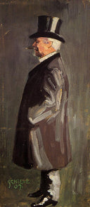 Portrait of Leopold Czihaczek, in Profile Facing Left by Egon Schiele, male oil painting wall art, Impressionism