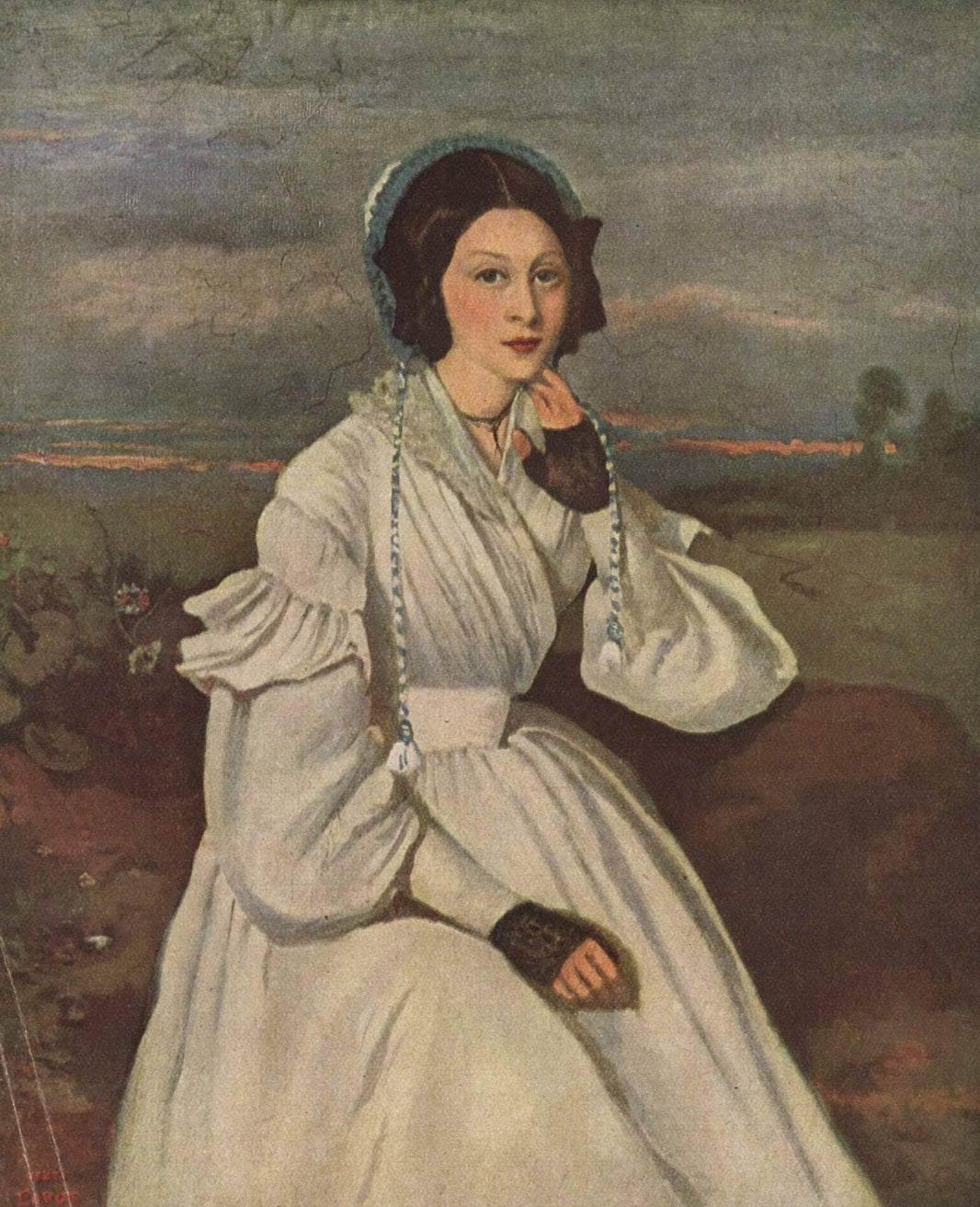 Portrait of Louise Claire Sennegon, future Madame Charmois by Camille Corot — hand-painted portrait oil painting reproduction on canvas