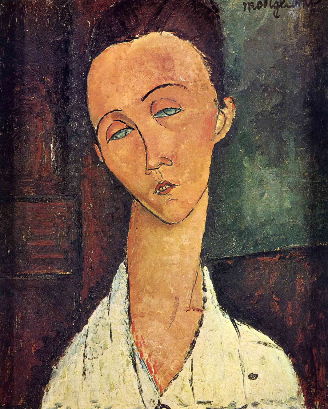 Portrait of Lunia Czechowska by Amedeo Modigliani — hand-painted portrait oil painting reproduction on canvas