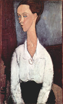 Portrait of Lunia Czechowska in white blouse by Amedeo Modigliani — hand-painted portrait oil painting reproduction on canvas