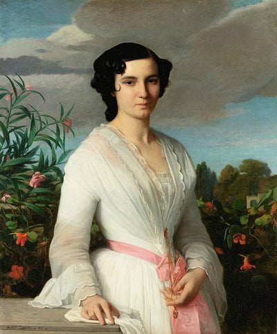 Portrait of Mademoiselle Louise Mares in modern living room