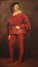 Portrait of man wearing red suit by Achille Devéria — hand-painted portrait oil painting reproduction on canvas
