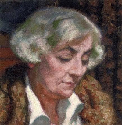 Portrait of Maria van Rysselberghe in home office