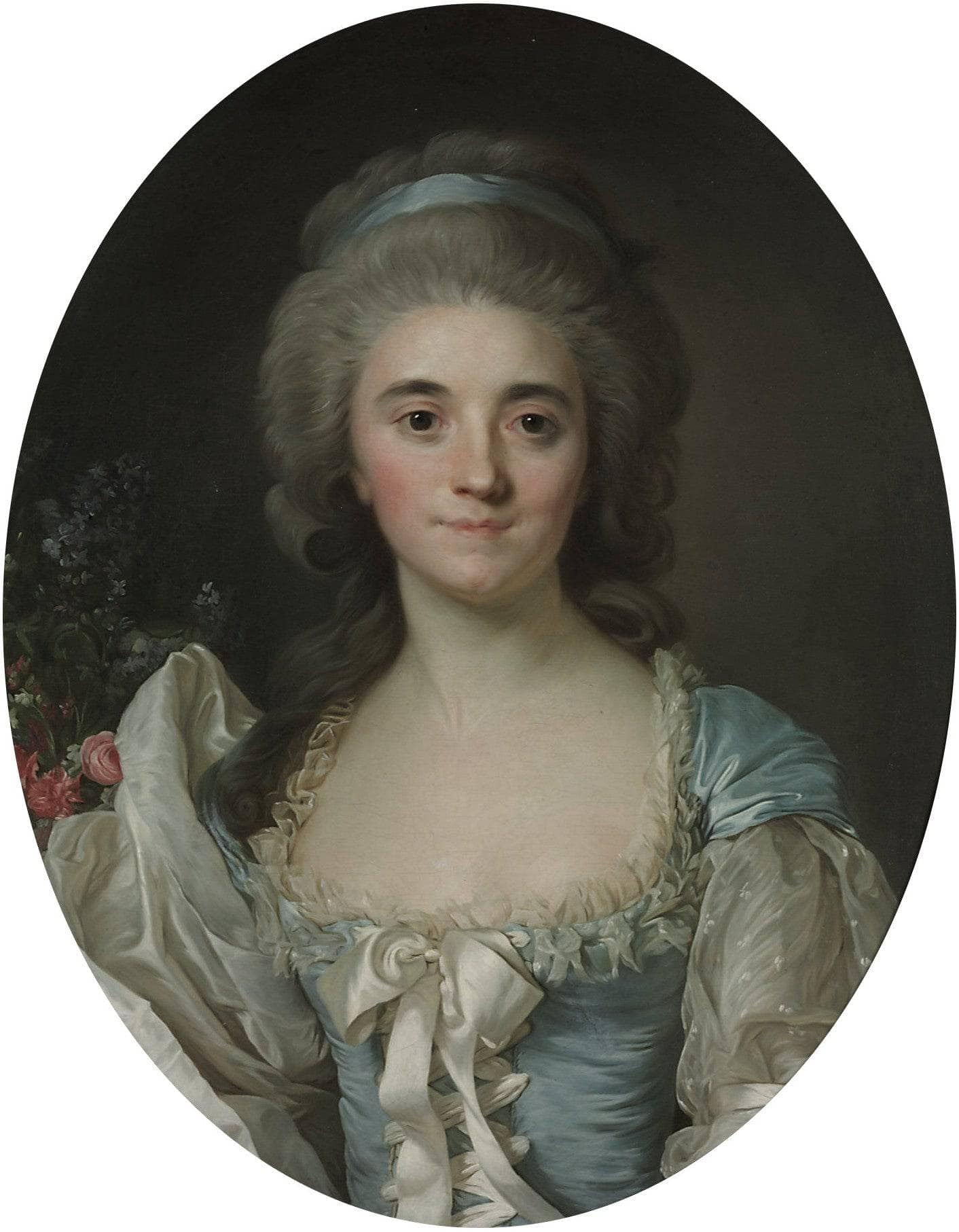 Portrait of Marie Joséphine of Savoy in a Turquoise Dress with White Lace Trim and Ribbon