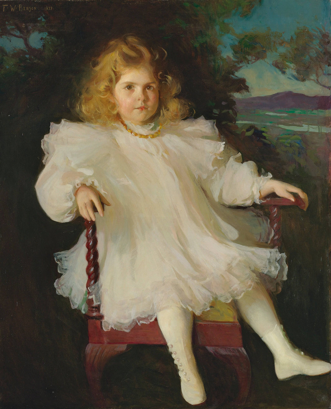 Portrait of Marjorie Coldwell Westinghouse by Frank W. Benson, hand-painted portrait oil painting reproduction on canvas