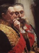 Portrait of members of State Council Ivan Logginovich Goremykin and Nikolai Nikolayevich Gerard. Study. by Ilya Repin — hand-painted portrait oil painting reproduction on canvas