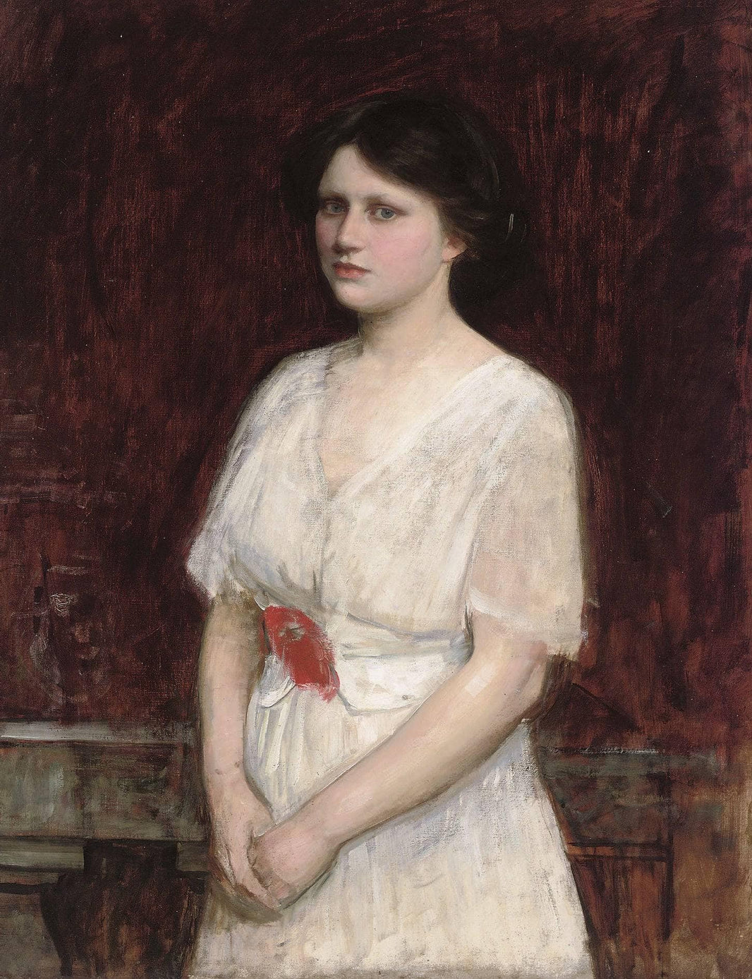 Portrait of Miss Claire Kenworthy by John William Waterhouse — hand-painted portrait oil painting reproduction on canvas