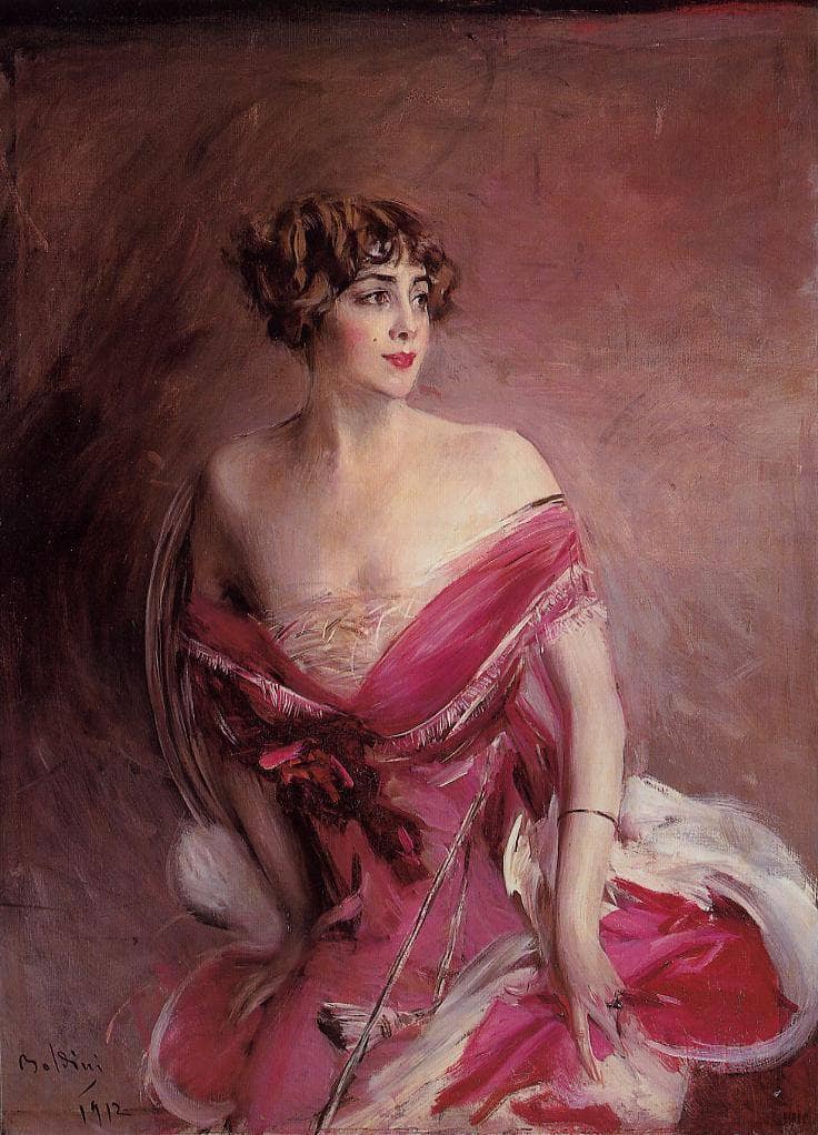 Portrait of Mlle de Gillespie - La Dame de Biarritz by Giovanni Boldini — hand-painted portrait oil painting reproduction on canvas