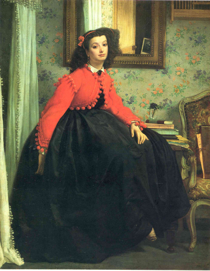 Portrait of Mlle. L.L. (Young Lady in a Red Jacket) by James Tissot — hand-painted portrait oil painting reproduction on canvas