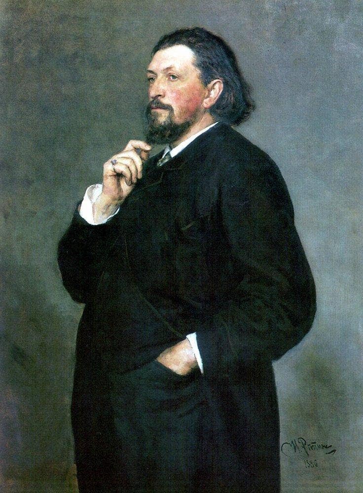 Portrait of music editor and patron Mitrofan Petrovich Belyayev by Ilya Repin — hand-painted portrait oil painting reproduction on canvas