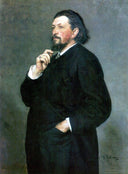 Portrait of music editor and patron Mitrofan Petrovich Belyayev by Ilya Repin — male oil painting wall art, Realism