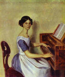 Portrait of Nadezhda P. Zhdanovich at the Piano by Pavel Fedotov — male oil painting wall art, Realism