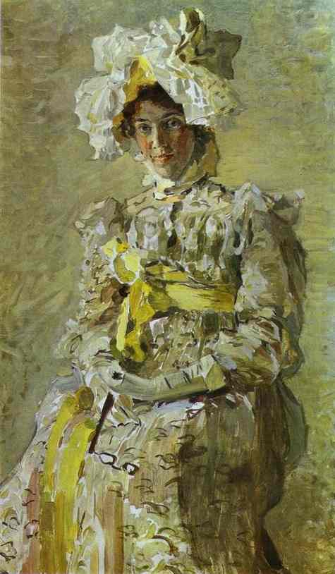 Portrait of Nadezhda Zabela-Vrubel, the Artist's Wife, in an Empire Dress - Mikhail Vrubel