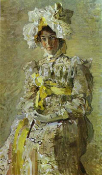 Portrait of Nadezhda Zabela-Vrubel, the Artist's Wife, in an Empire Dress by Mikhail Vrubel — hand-painted portrait oil painting reproduction on canvas