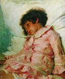 Portrait of Nadya Repina by Ilya Repin — female oil painting wall art, Realism