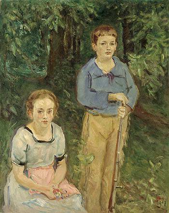 Portrait of Nina and Wolfgang Slevogt (Children in the Forest) by Max Slevogt, hand-painted portrait oil painting reproduction on canvas