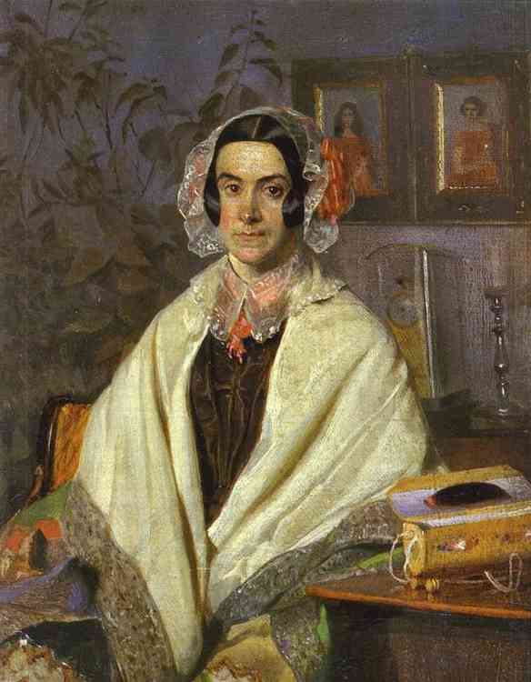 Portrait of O. P. Zhdanovich by Pavel Fedotov — hand-painted portrait oil painting reproduction on canvas