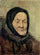 Portrait of old woman in living room