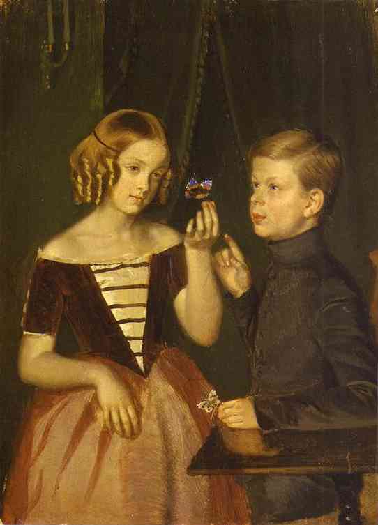 Portrait of Olga Ivanovna and Fedor Ivanov by Pavel Fedotov — hand-painted portrait oil painting reproduction on canvas