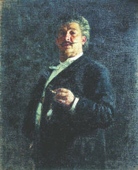 Portrait of painter and sculptor Mikhail Osipovich Mikeshin by Ilya Repin — hand-painted portrait oil painting reproduction on canvas
