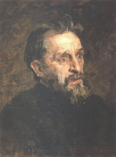 Portrait of painter Grigory Grigoryevich Myasoyedov in dining room