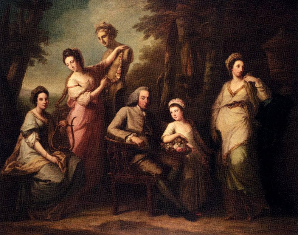 Portrait Of Philip Tisdall With His Wife And Family by Angelica Kauffman — hand-painted cultural oil painting reproduction on canvas