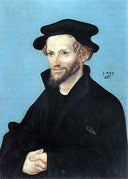 Portrait of Philipp Melanchthon by Lucas Cranach the Elder — male oil painting wall art, Northern Renaissance