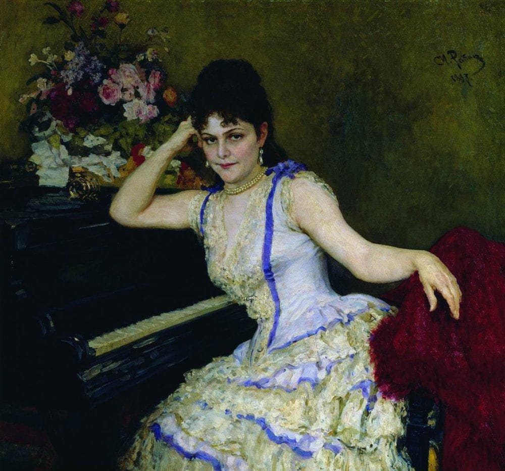 Portrait of pianist and professor of Saint Petersburg Conservatory Sophie Menter by Ilya Repin — hand-painted portrait oil painting reproduction on canvas