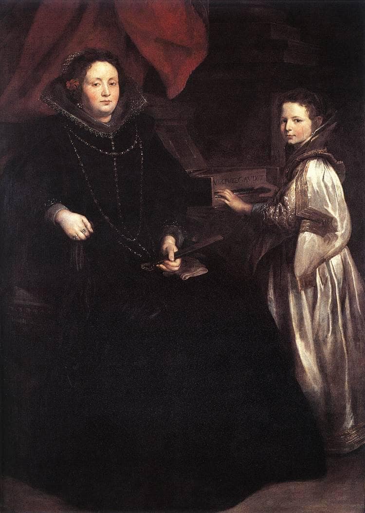 Portrait of Porzia Imperiale and Her Daughter by Anthony van Dyck — hand-painted portrait oil painting reproduction on canvas