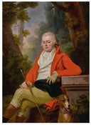 PORTRAIT OF PRINCE ALEXEI GOLITSYN WITH HIS DOG, SEATED IN A WOODED LANDSCAPE by Joseph Kreutzinger — male oil painting wall art, Neoclassicism