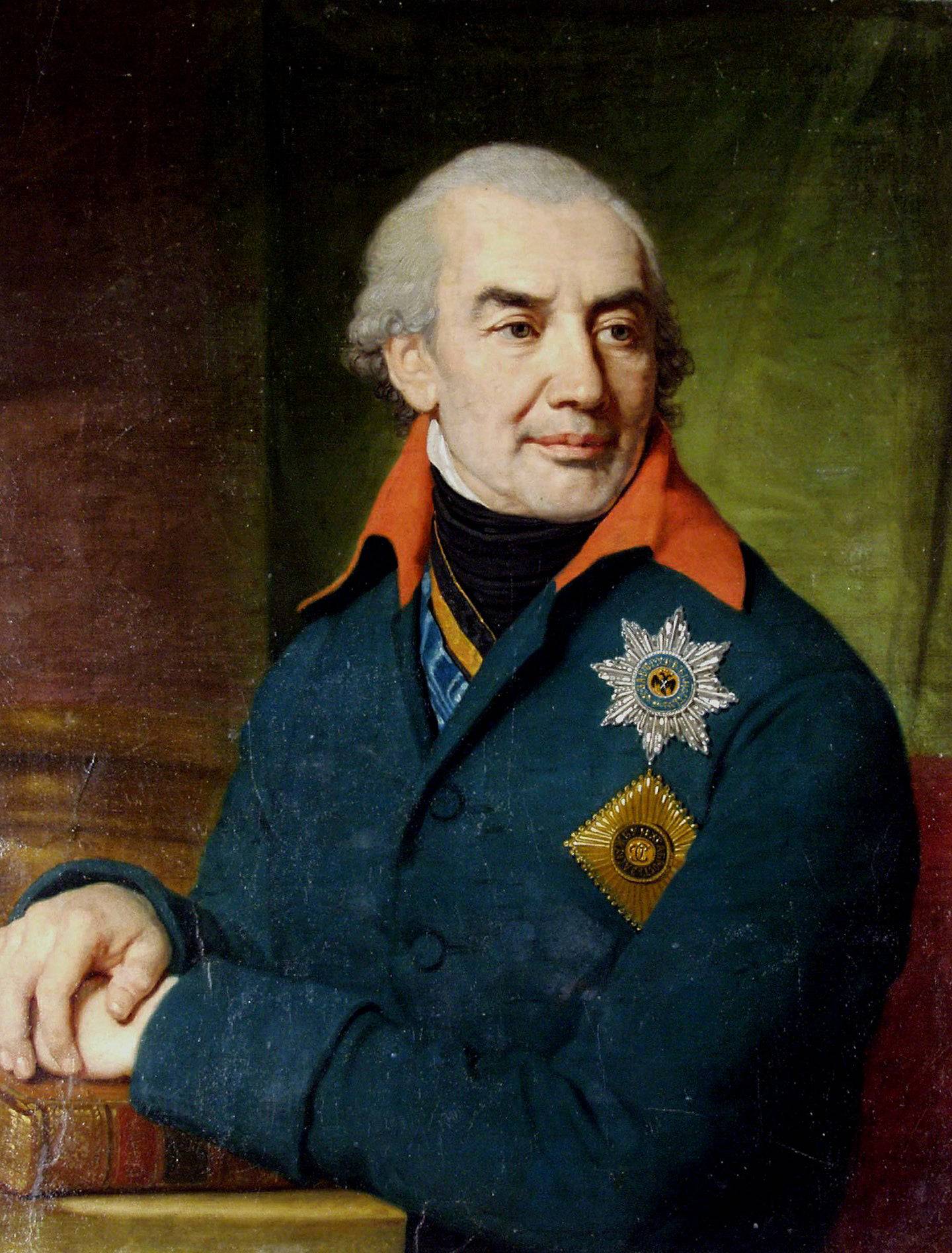 Portrait of Prince G S Volkonsky - Vladimir Borovikovsky