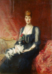 Portrait of Queen Alexandra, When Princess of Wales, with Facey by Luke Fildes — hand-painted portrait oil painting reproduction on canvas