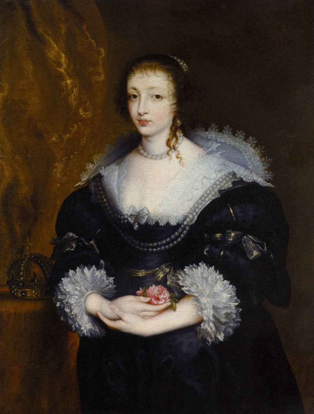 Portrait of Queen Henrietta Maria by Anthony van Dyck — hand-painted portrait oil painting reproduction on canvas