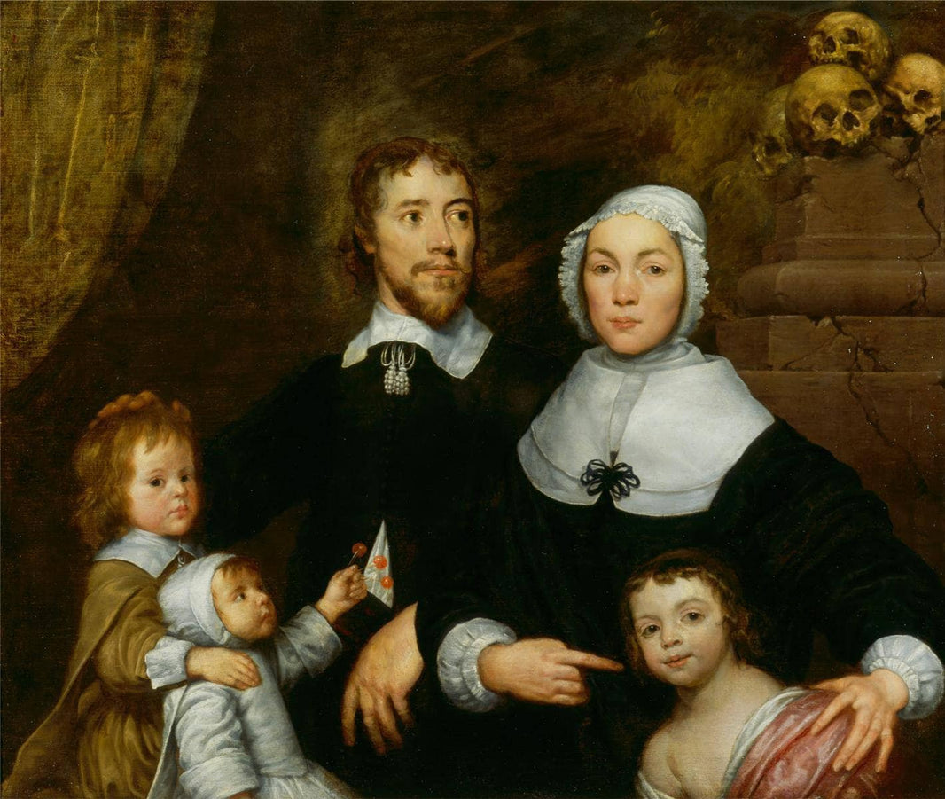 Portrait of Richard Streatfeild Family by William Dobson — hand-painted portrait oil painting reproduction on canvas