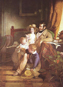 Portrait of Rudolf von Arthaber and his children by Friedrich von Amerling — group oil painting wall art, Romanticism