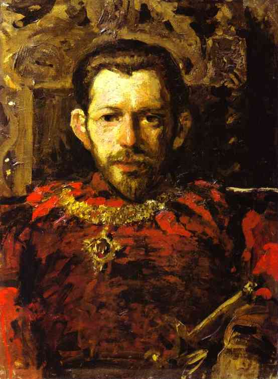 Portrait of S. Mamontov in a Theatre Costume by Konstantin Korovin — hand-painted portrait oil painting reproduction on canvas