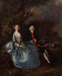Portrait of Sarah Kirby (née Bull) and John Joshua Kirby by Thomas Gainsborough — male oil painting wall art, Rococo