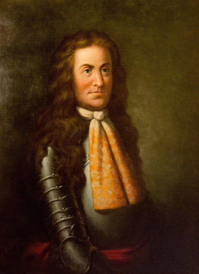 Portrait of Sir Edmund Andros (1637-1714) in modern living room