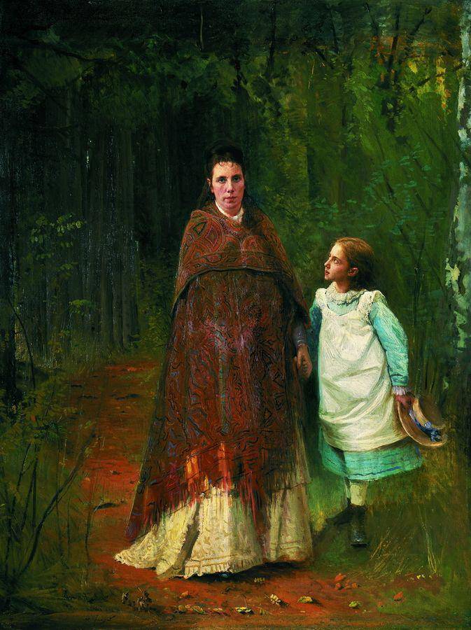 Portrait of Sofia Nikolaevna and Sophia Ivanovna Archaeology wife and daughter of the artist by Ivan Kramskoy, hand-painted portrait oil painting reproduction on canvas