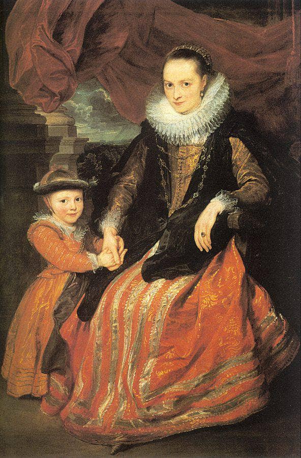 Portrait of Susanna Fourment and Her Daughter by Anthony van Dyck — hand-painted portrait oil painting reproduction on canvas