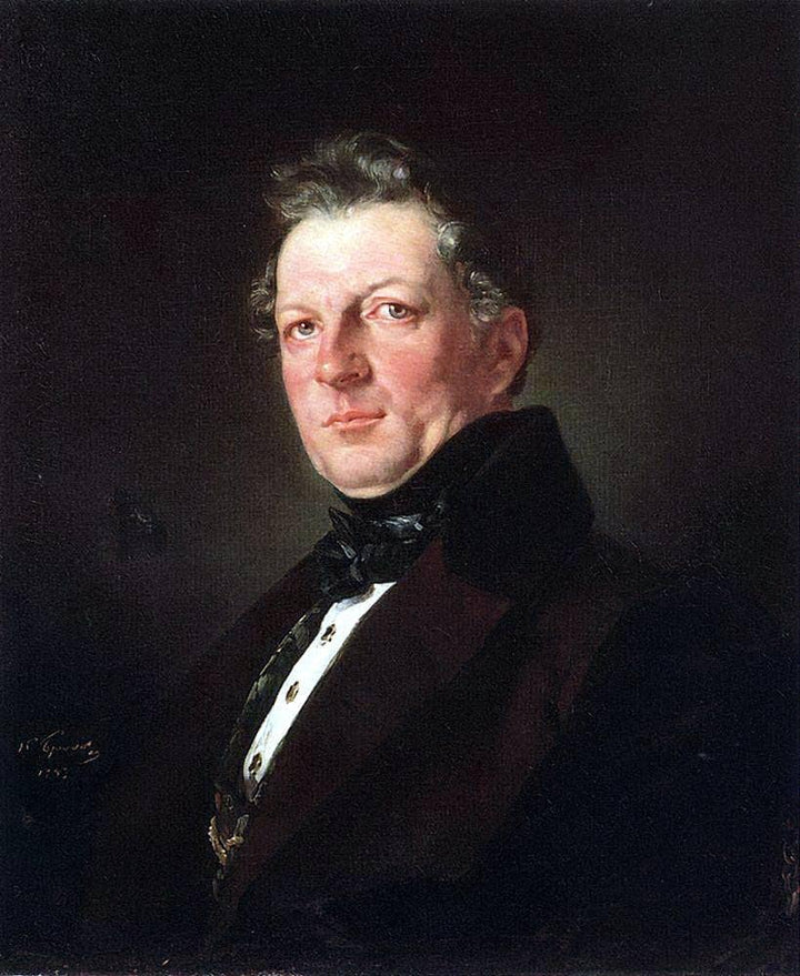 Portrait of the architect A. Bolotov by Karl Bryullov — hand-painted portrait oil painting reproduction on canvas