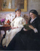 Portrait of the Artist's Mother and Sister by Berthe Morisot — hand-painted portrait oil painting reproduction on canvas