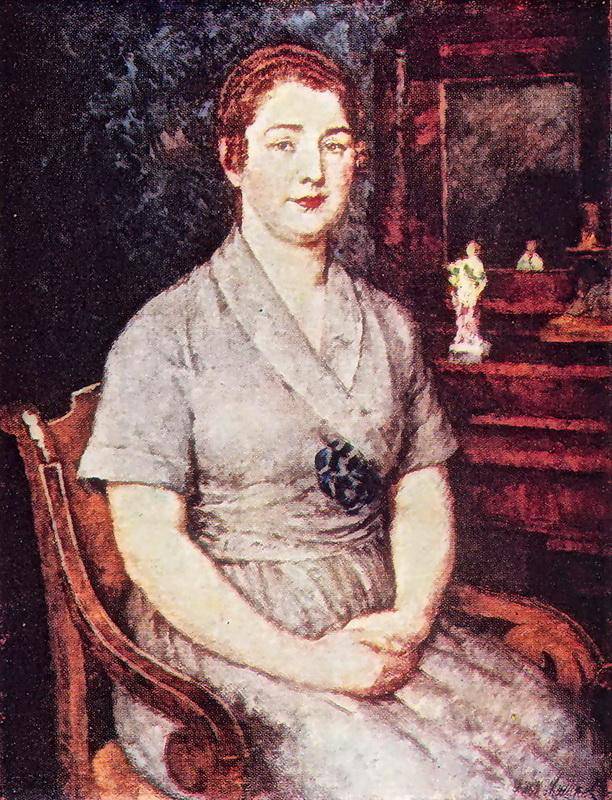 Portrait of the artist's wife Maria Ivanovna Mashkova - Ilya Mashkov