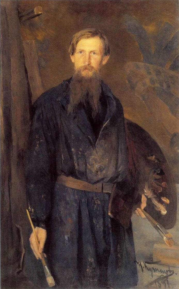 Portrait of the artist Viktor Mikhailovich Vasnetsov by Nikolai Kuznetsov — hand-painted portrait oil painting reproduction on canvas