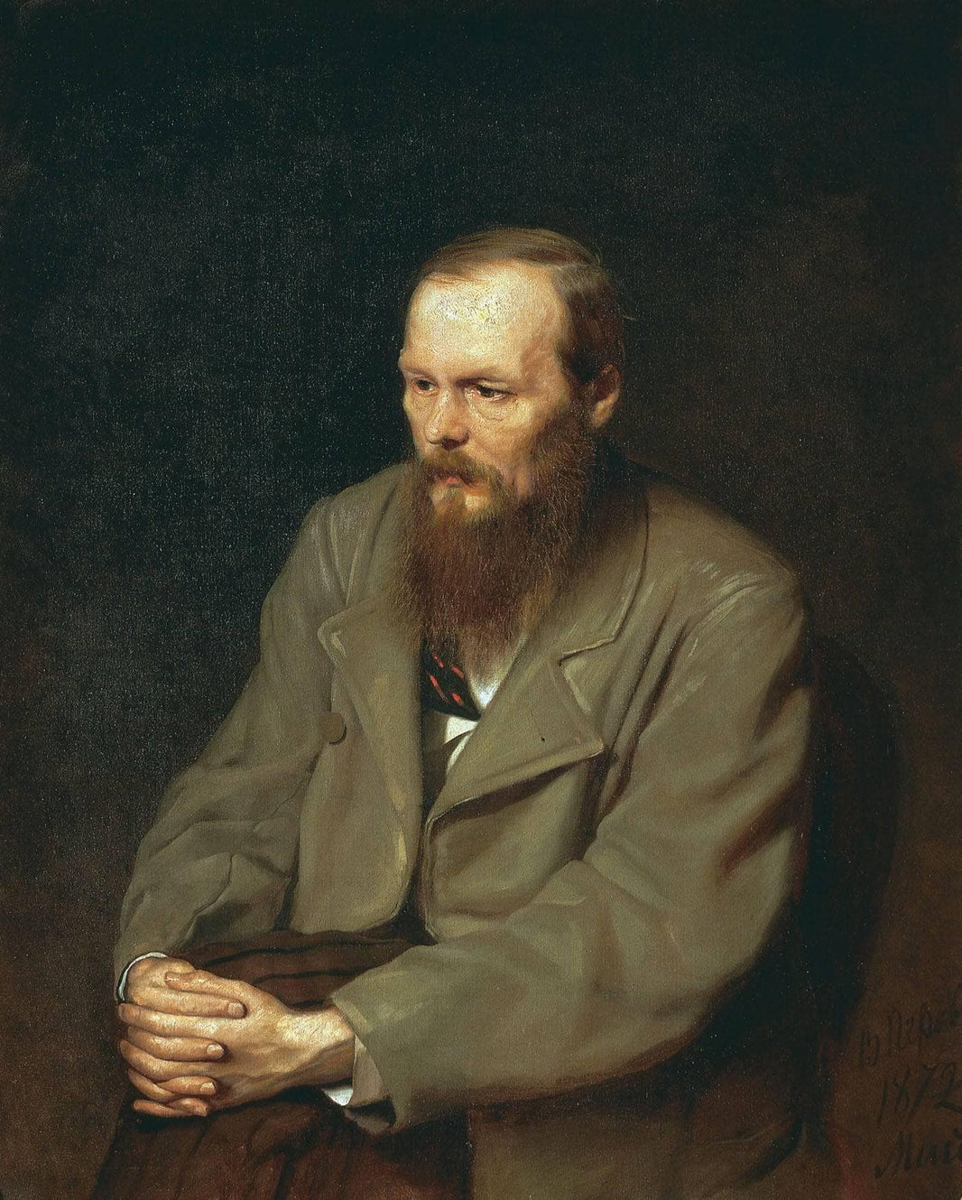 Portrait of the Author Feodor Dostoyevsky by Vasily Perov — hand-painted landscape oil painting reproduction on canvas