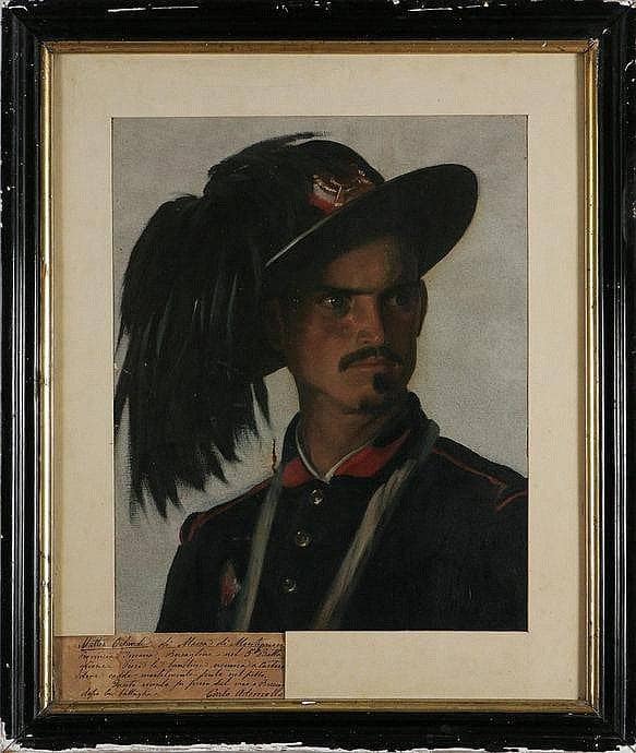 Portrait of the Bersagliere Matteo Orlandi of Massa di Montignoso by Carlo Ademollo — hand-painted portrait oil painting reproduction on canvas