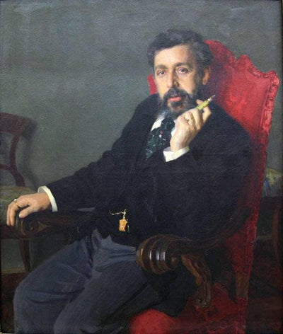 Portrait of the collector Alexander Petrovich Russov in apartment