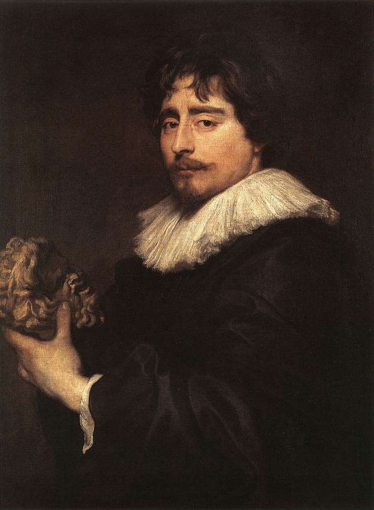 Portrait of the Flemish Sculptor Francois Duquesnoy by Anthony van Dyck — hand-painted portrait oil painting reproduction on canvas